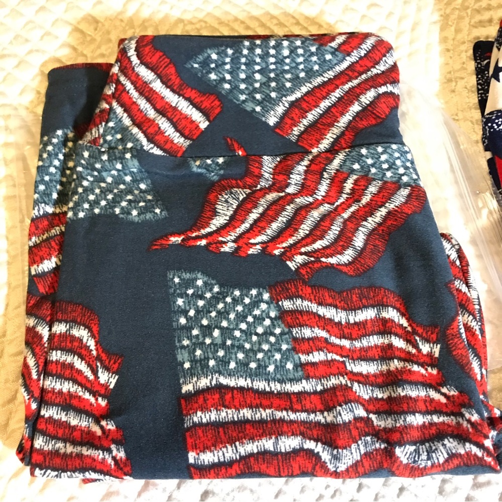 NEW Lularoes Tween Leggings (Kids size 8-14 Adults 00-0) Navy Patriotic US Flag